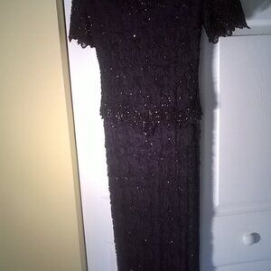 full length black beaded formal, size Medium